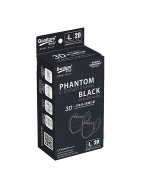 Banitore 3d Face Mask Adult L Phantom Black 20 pieces