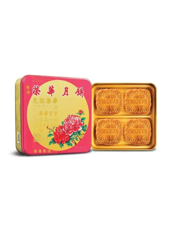 Wing Wah Cake Shop Lotus Seed Paste Mooncake 2 Yolks (4 pieces)