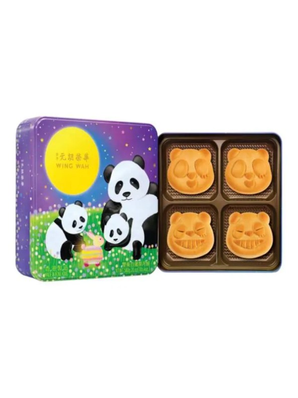 Wing Wah Cake Shop Panda Shaped White Lotus Seed Paste Mooncake 2 Yolks (4 pieces)