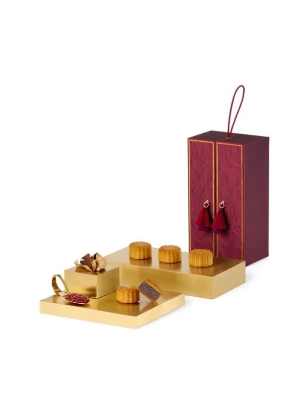 Island Shangri La Hotel Hong Kong Summer Palace Mini Red Bean Paste with Rare 60 year Dried Tangerine Peel Mooncakes (4 pieces)