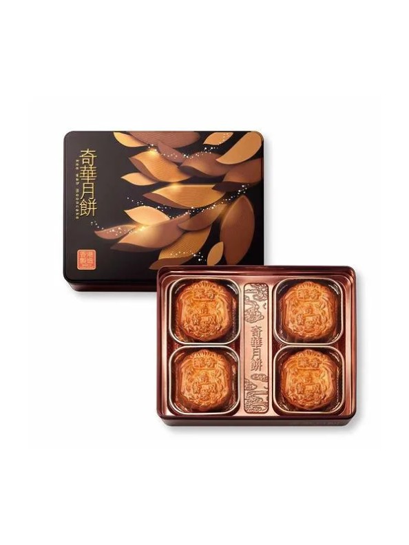 Kee Wah Bakery Mung Bean Paste Mooncake with Two Yolks (4 pieces)
