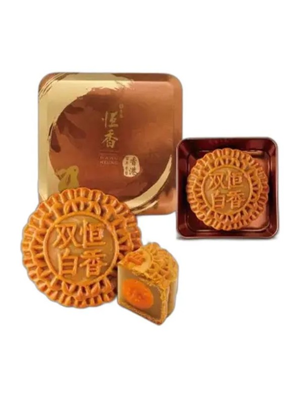 Hang Heung Cake Shop White Lotus Seed Paste Mooncake with Two Yolks Can Packing (1 piece)